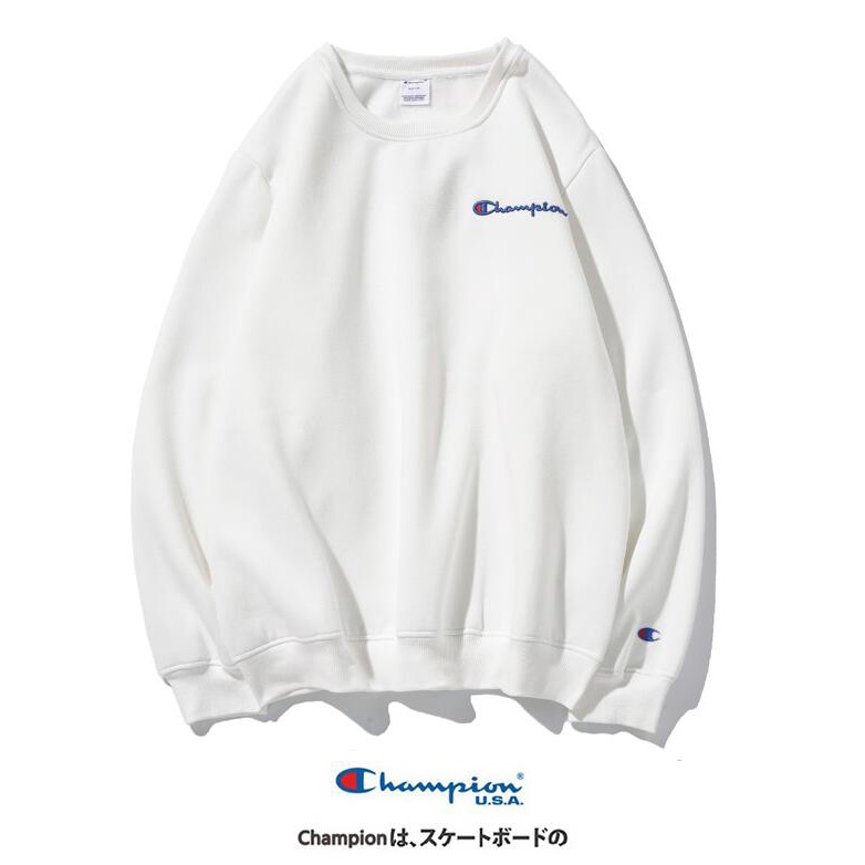 Áo Sweater Cotton Cổ Tròn Thêu Chữ Champion Thời Trang Trẻ Trung Cho Nam Nữ