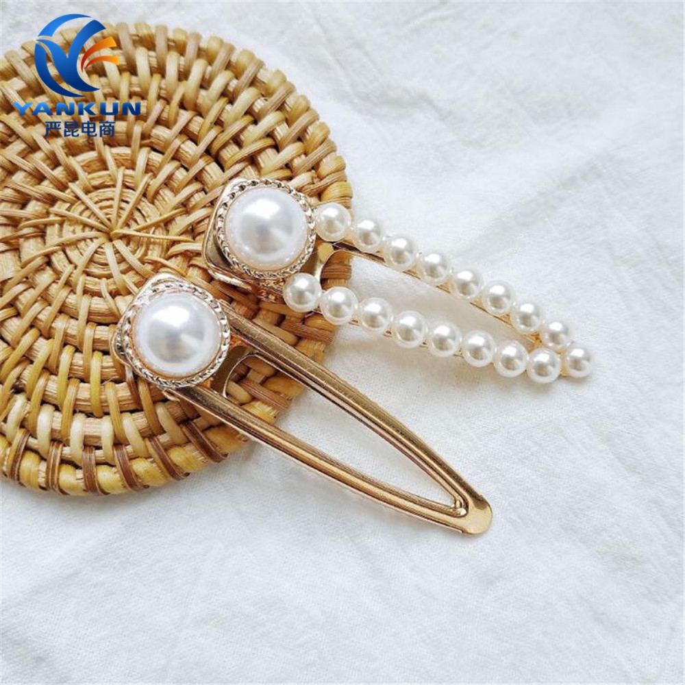 Kẹp tóc kim loại đính ngọc trai đơn giản ngọt ngào cho nữ kích thước 6cm