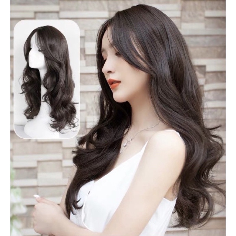 Tóc giả nguyên đầu xoăn dài 2 mái bay đẹp