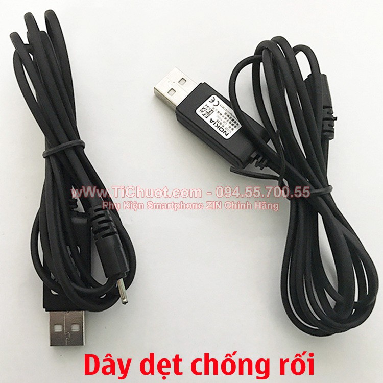 Cáp Nokia USB chân kim CA-100C cho máy Nokia 1202/1280/105/106/107... dùng với Pin sạc dự phòng