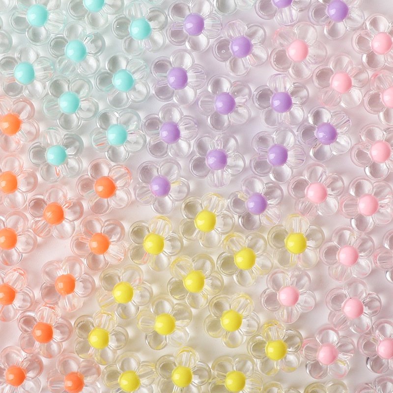 Set 30 hạt nhựa Acrylic trong suốt 12mm hình hoa hướng dương làm trang sức thủ công