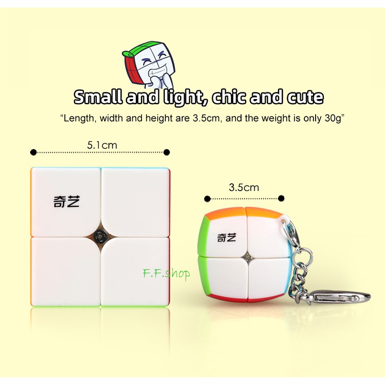 QiYi Mini 2x2 Magic Keychain Móc Khóa Hình Khối Rubik 2x2 2x2x2 Dễ Thương