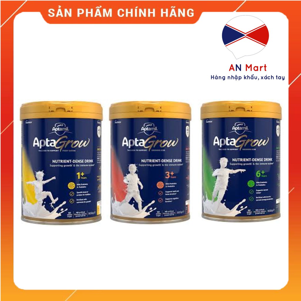 Sữa Aptamil Grow, AptaGrow Milk Số 1+ 3+ 6 + Hộp 900g Nhập Khẩu Nội Địa Úc Hàng Bay AirCargo Date Mới Nhất