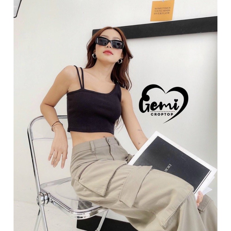 Áo croptop chéo kiểu cột dây vai - Z7U