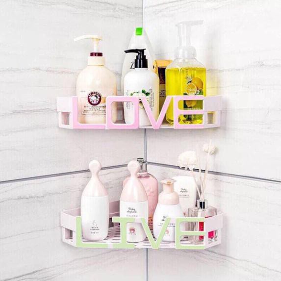[Free Ship] Kệ góc nhà tắm chữ LOVE hút chân không siêu kute