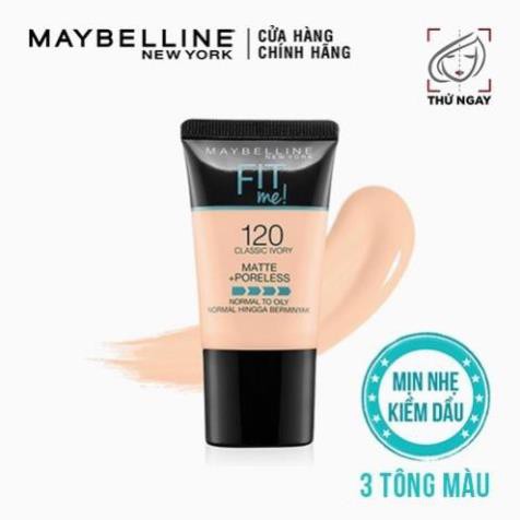 Kem Nền Mịn Nhẹ Kiềm Dầu Fit Me dạng tuýp Maybelline New York Matte and Poreless Foundation Tube 18ml