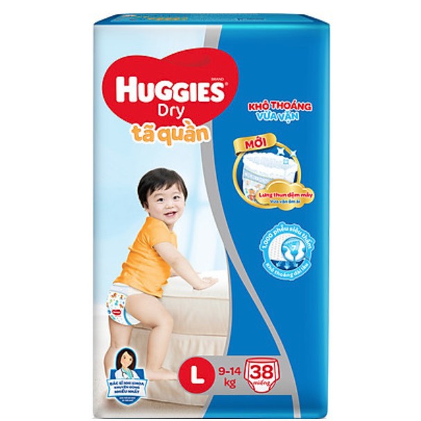 Tã Quần Huggies Dry Lưng Thun Đệm Mây M42/L38/XL34/XXL30