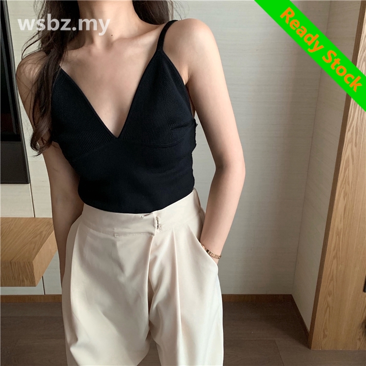 Áo Tank Top Sát Nách Cổ Chữ V Khoét Sâu Dáng Ôm Thời Trang Mùa Hè Hàng Mới 2020 Cho Nữ