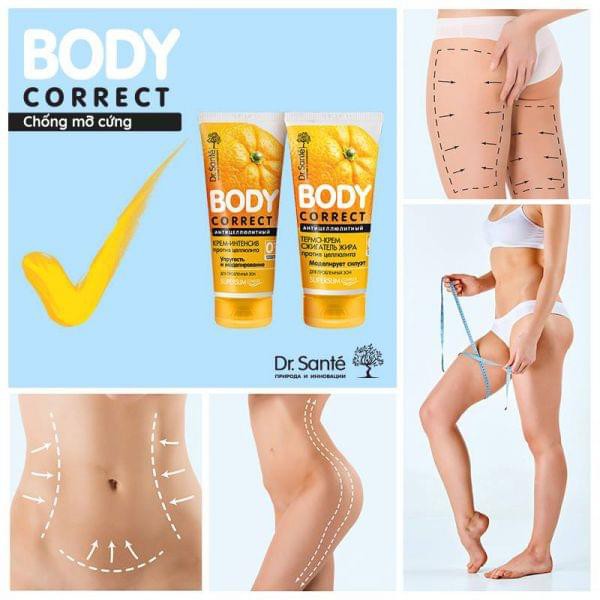 Kem tạo nhiệt giảm béo đốt cháy mỡ cứng và da sần vỏ cam Dr. Sante Body Correct 150ml - KOCODA