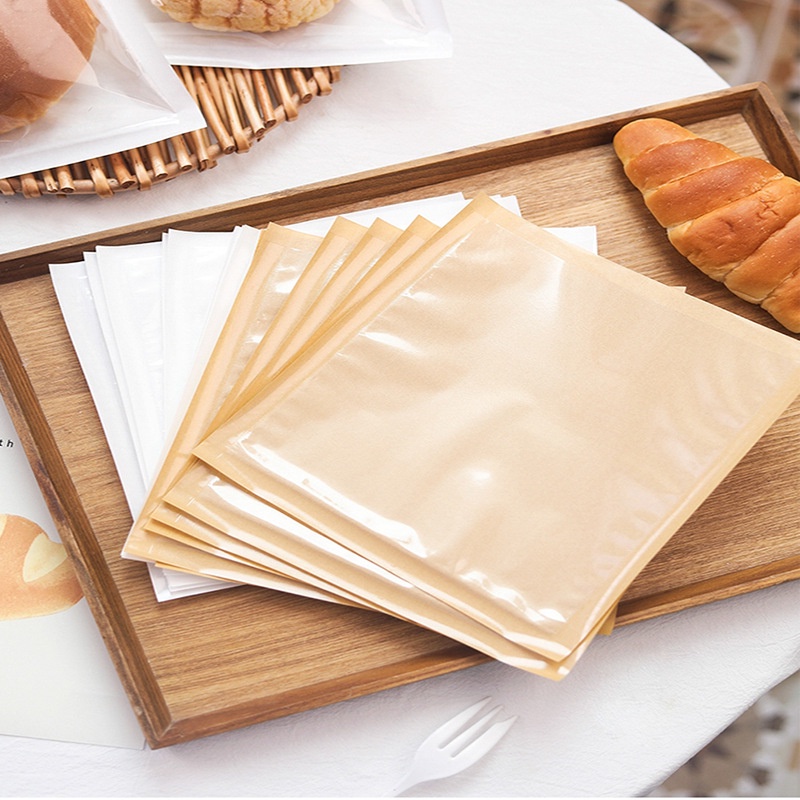 Bộ 100 Túi Giấy Đựng Bánh Mì Sandwich Tái Sử Dụng Được Chống Dầu 18*19cm