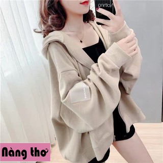 ÁO HOODIE NỮ PHỐI TAY CÓ DÂY KÉO, ÁO HOODIES FORM RỘNG - Nàng Thơ's Shop