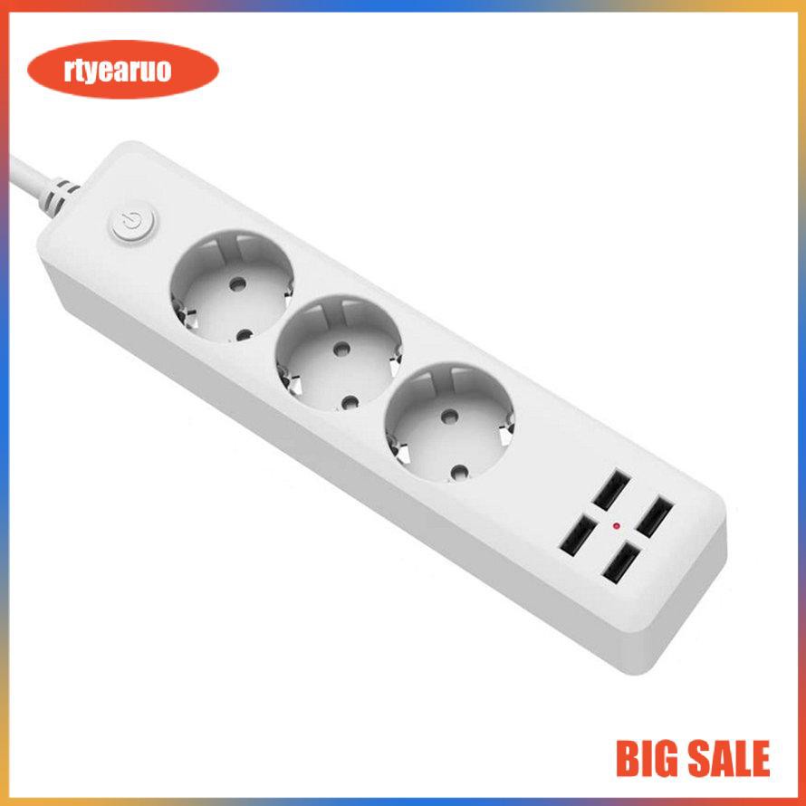 4USB+3 AC EU Round Holes Charging Board Travel Home Mobile Phone Charger