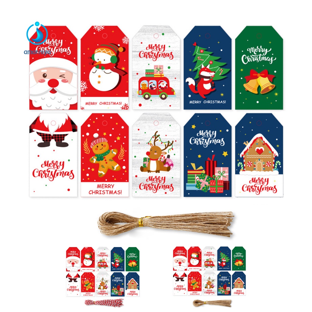 1 Set Thẻ Giấy Kraft Trang Trí Quà Giáng Sinh
