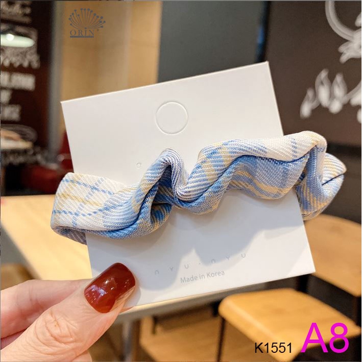 Dây buộc tóc, cột tóc scrunchies caro thời trang thanh lịch Orin K1551