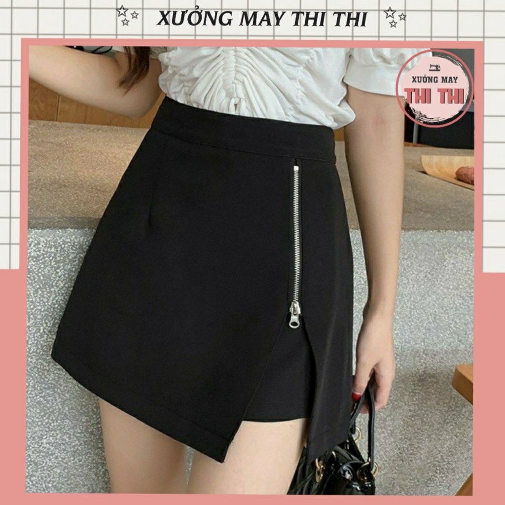 Quần sooc giả váy nữ cạp cao, Quần váy có khóa cạnh siêu xinh V186(có ảnh thật)