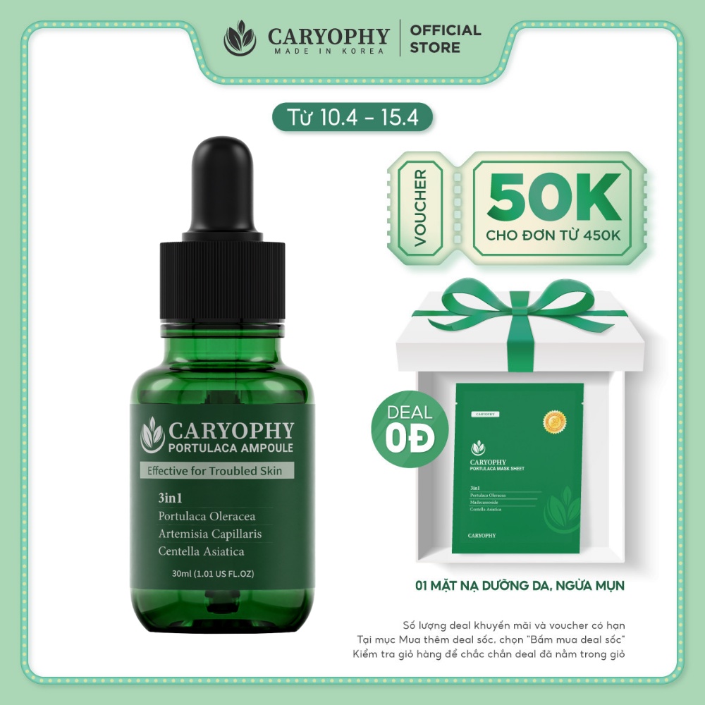 Serum giảm mụn mờ thâm se khít lỗ chân lông Caryophy 30ml