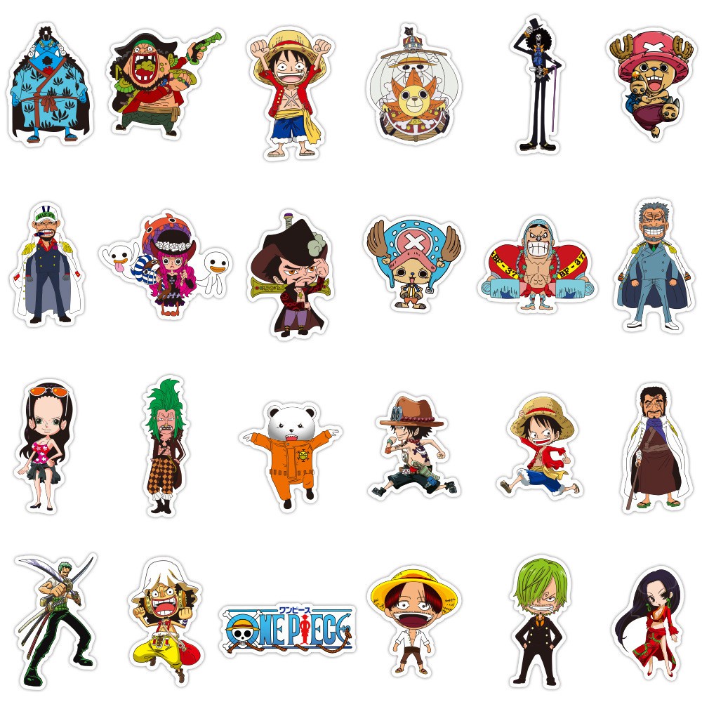 Y&P| Hình Dán Chống Nước One Piece Nhật Bản Anime Mũ Bảo Hiểm Máy Tính Xách Tay Hành Lý Dán Thiết Lập, 10 tờ