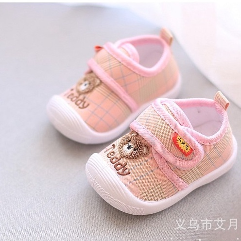 Giày tập đi cho bé trai bé gái hoạ tiết gấu Teddy đáng yêu từ 0-2 tuổi có kèn tít tít