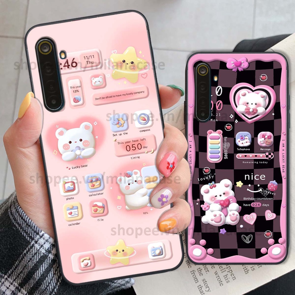 Ốp Realme 6 / 6 Pro hình đồng hồ icon gấu mèo cute cực dễ thương ngộ nghĩnh