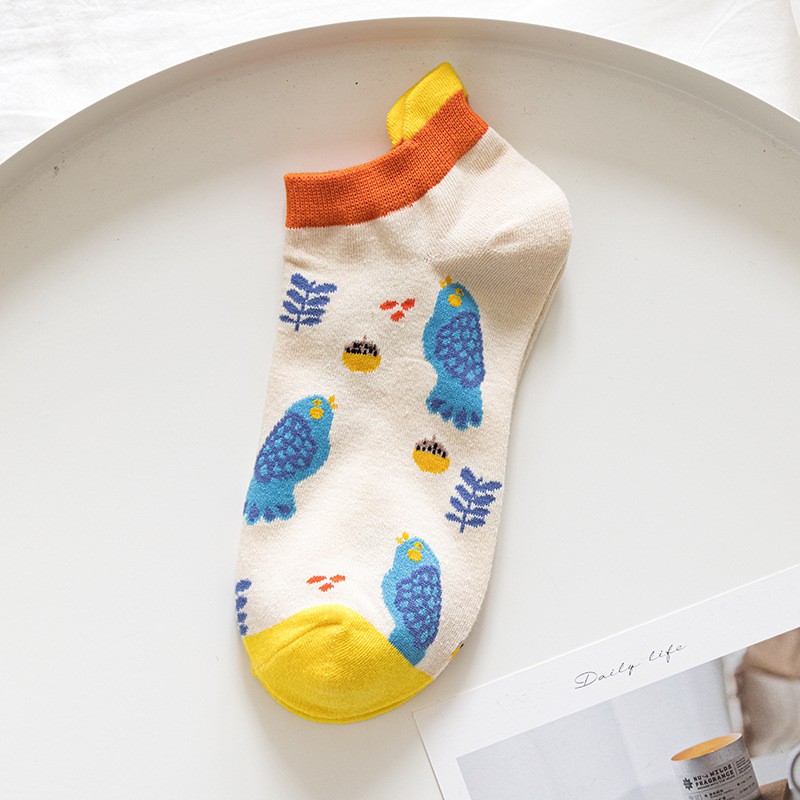 Vớ WAFNHA D469 chất liệu cotton họa tiết hoạt hình dễ thương thời trang cho nữ