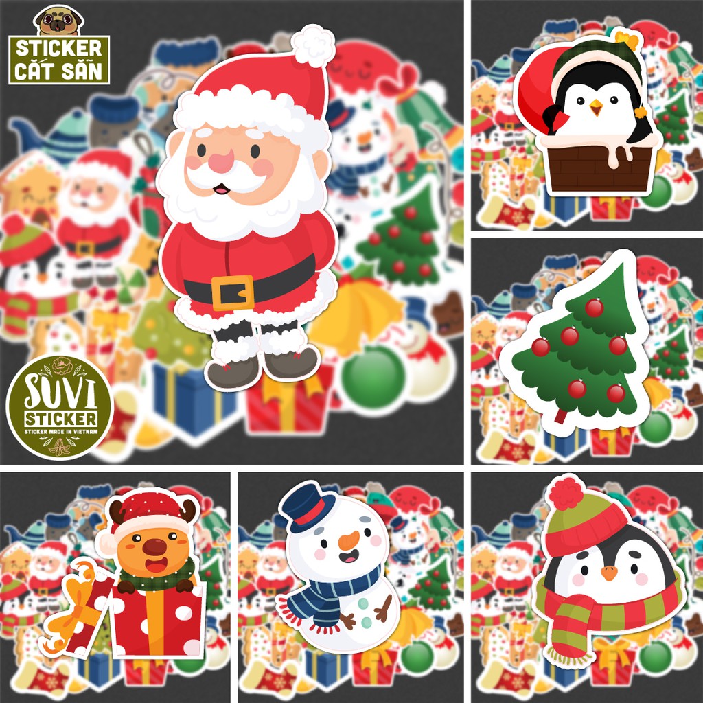 Sticker Noel Christmas chống nước sticker dán laptop, điện thoại, đàn guitar, mũ bảo hiểm, vali. MSP: O04