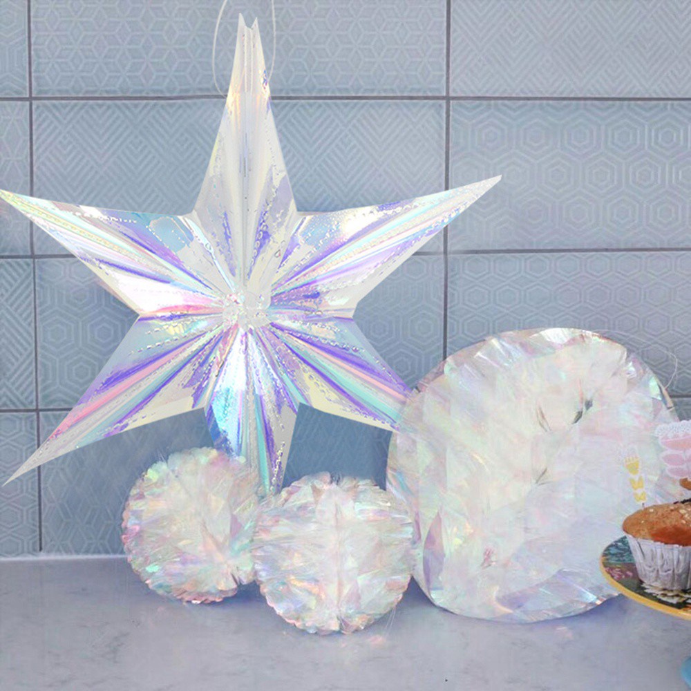 WMES1 Shiny Star Pendant Laser Party Decor Hanging Ornament Window Decor Wedding Christmas Winter DIY Baby Shower Festival Supplies