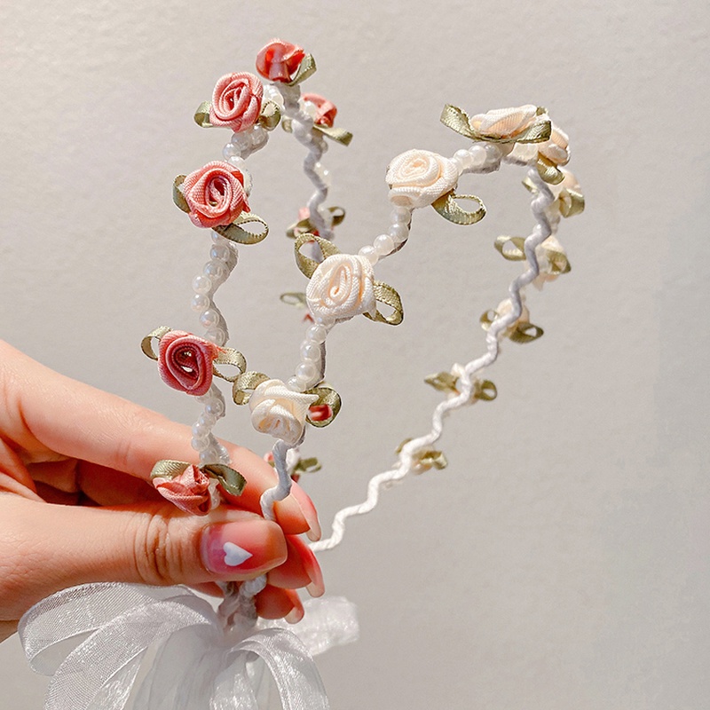 Băng Đô Cài Tóc Đính Hoa Ngọc Trai Phong Cách Hàn Quốc Mới