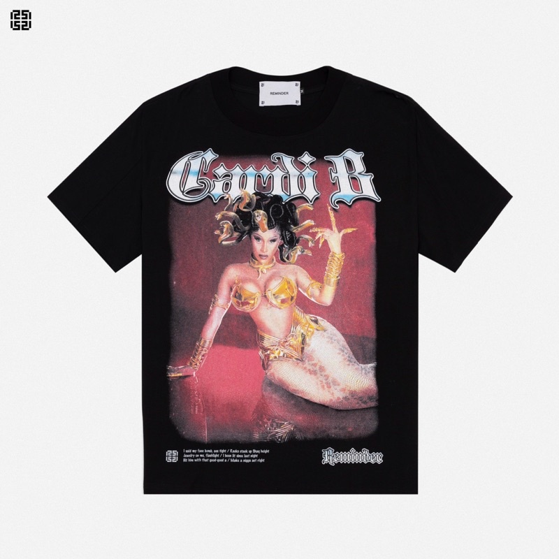 ÁO THUN REMINDER “ CARDI B “ Màu Đen 100% Cotton Sản Phẩm Chính Hãng