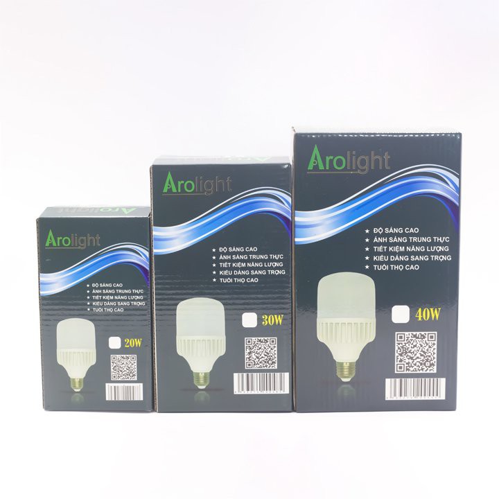 Bóng đèn LED Búp Trụ Nhôm Kín Nước 20w 30w 40w 65w Arolight Siêu Sáng, Siêu Bền, Bảo hành Chính hãng 2 năm