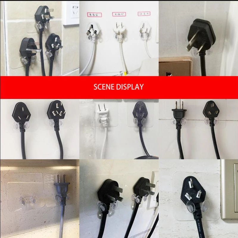 Giá Đỡ Phích Cắm Điện Usb Tiện Dụng Móc trong suốt không thấm nước, Không có dấu, Giá đỡ dán tường miễn phí đóng đinh