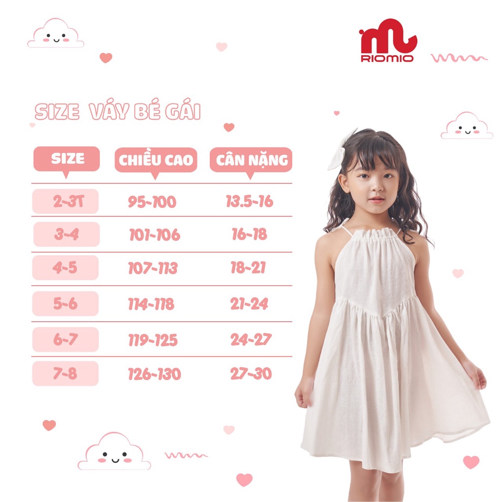 Váy bé gái Riomio 2 dây công chúa cho bé gái 2-8 tuổi vải boi in hoa mềm mát thấm hút tốt - RV112