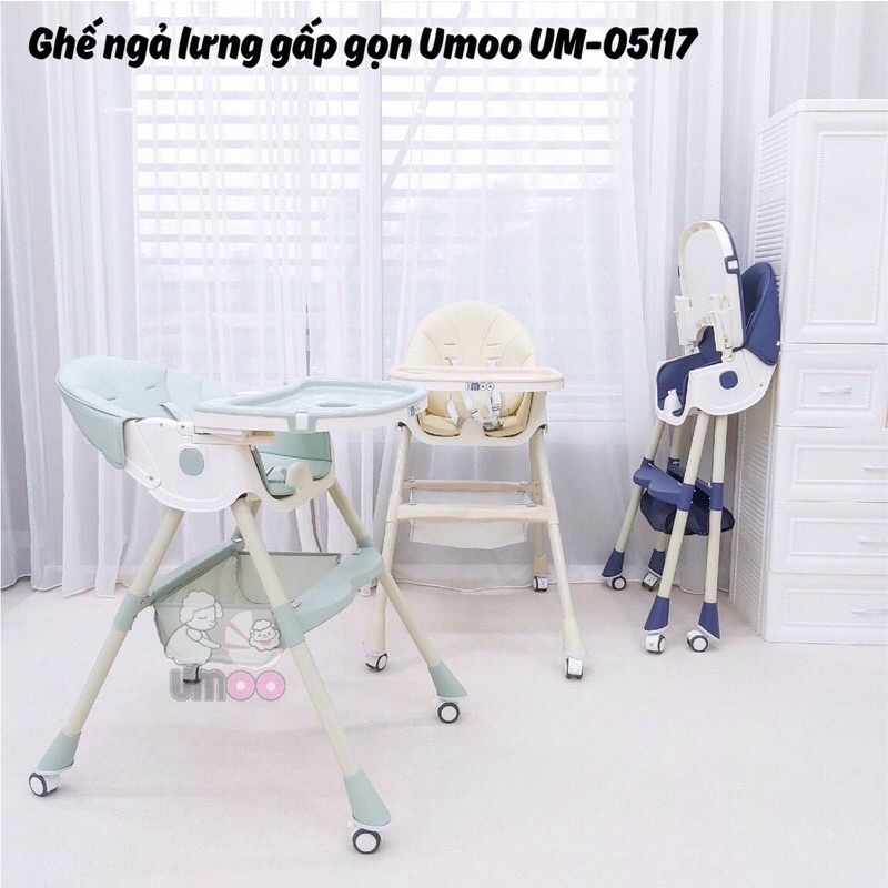 Umoo - ghế ăn dặm ngả lưng cao cấp có bánh UM-50117