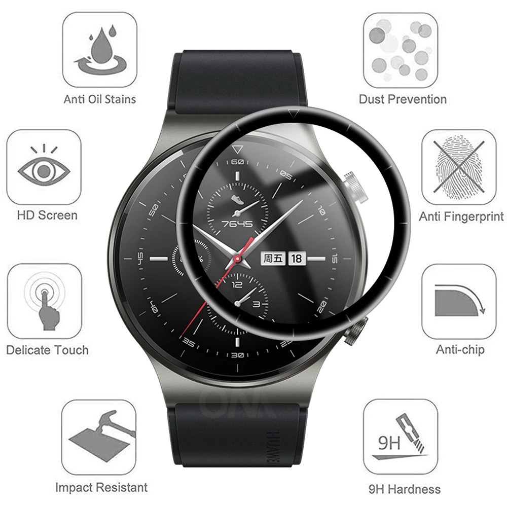 Set 3/10 Miếng Dán Cường Lực 3D Bảo Vệ Màn Hình Cho Đồng Hồ Huawei Watch GT 2 GT2 Pro