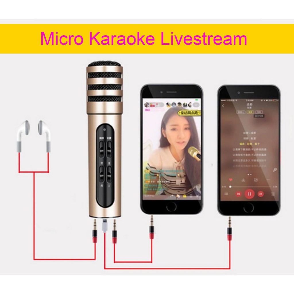 Micro thu âm hát Karaoke Livestream Facebook tiktok qua app