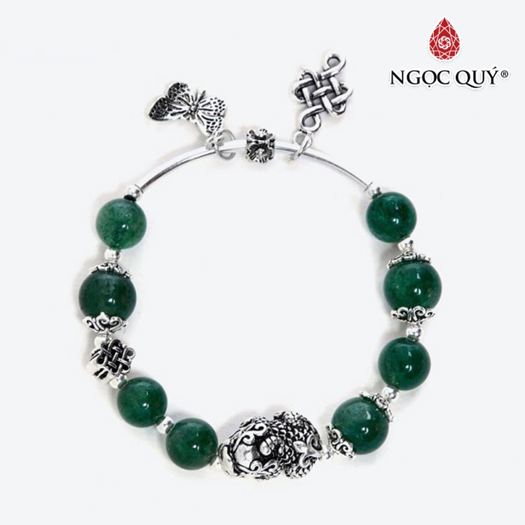 Vòng tay TA ưu linh xanh đá phối tỳ hưu bạc thái - Ngọc Quý
