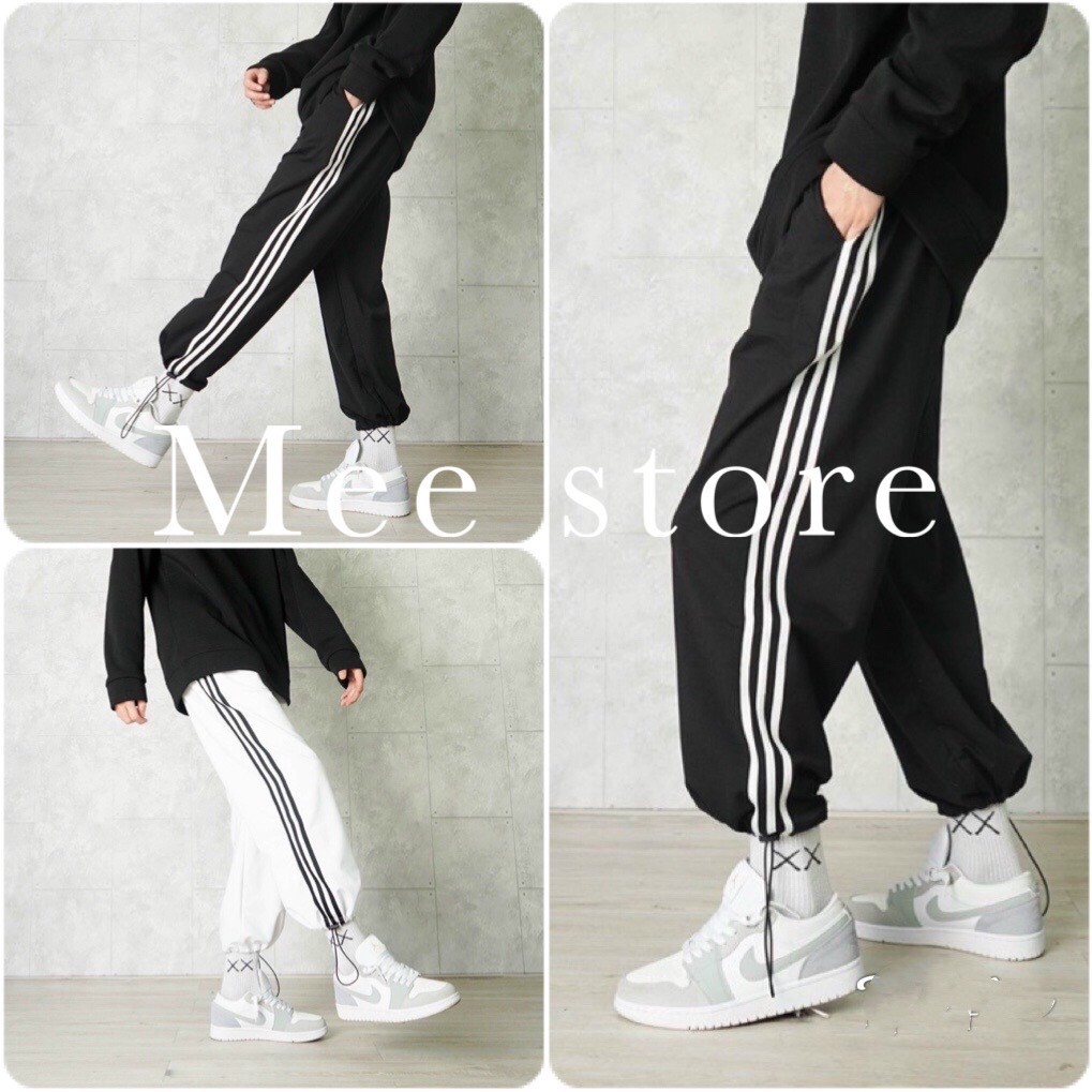 Quần Jogger 3 Sọc Rút Dây- Ống Rộng Thể Thao Unisex Nam Nữ Dáng Ulzzang