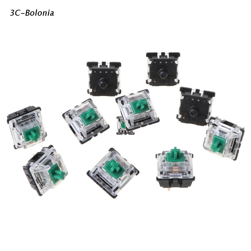 Set 10 Công Tắc Bàn Phím Cơ Gateron MX 3 Pin Màu Xanh Lá Trong Suốt