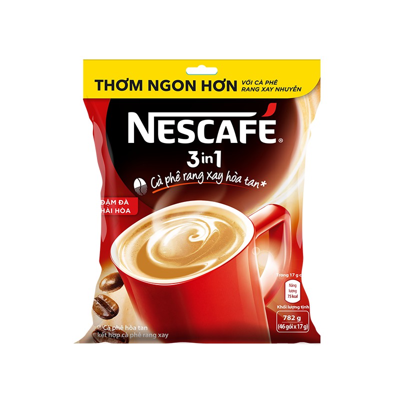 Cà phê rang xay hòa tan NESCAFÉ 3in1 Đậm đà hài hòa (Bịch 46 gói x 17g)