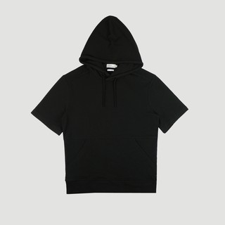 Áo Hoodie Trơn Đen Tay Ngắn