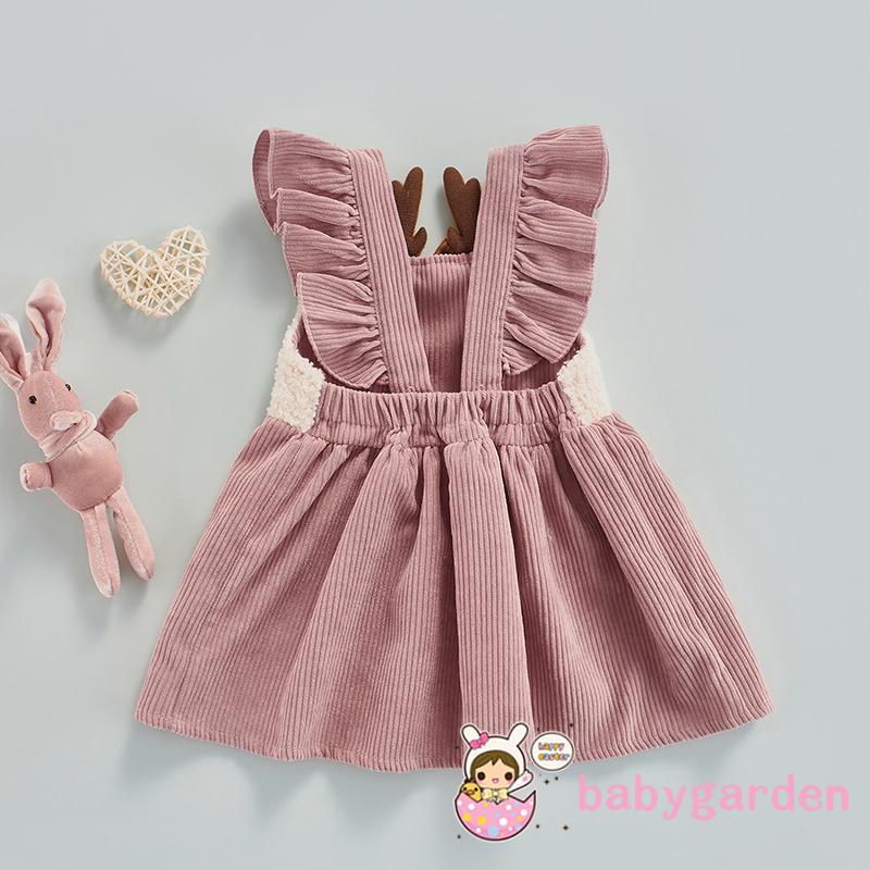 Đầm Vải Nhung Đính Nơ In Hình Hươu Hoạt Hình Dễ Thương Thời Trang Mùa Thu Cho Bé Gái 3 Tháng - 3 Tuổi