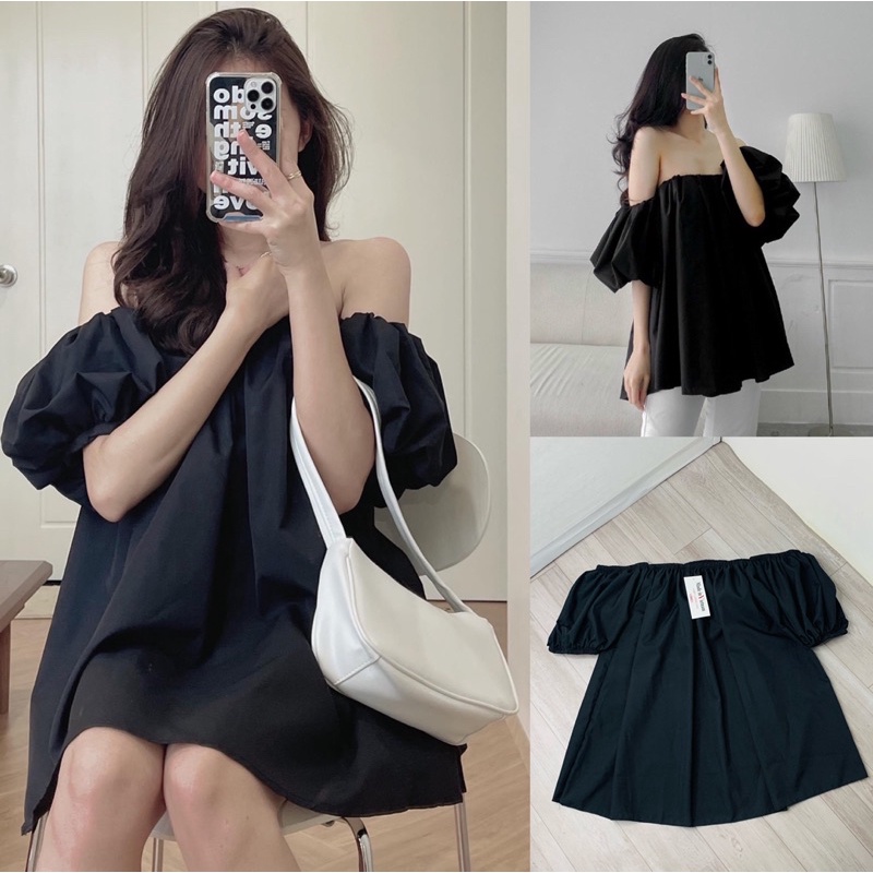 Áo trễ vai, áo hở vai babydoll nữ đẹp bèo tay phồng rộng dễ thương, mặc đi chơi, s | BigBuy360 - bigbuy360.vn