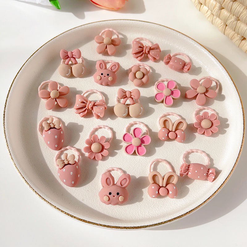 Chun buộc tóc đính hoạ tiết hoạt hình nhiều màu & hoa văn cho bé gái