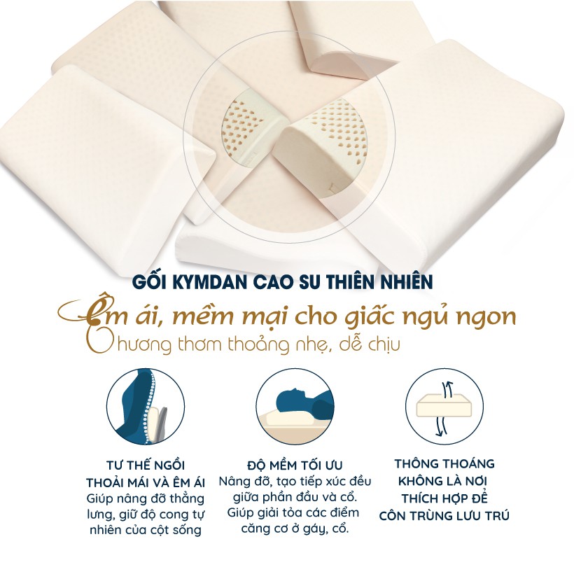 Gối cao su thiên nhiên KYMDAN Pillow PressureFree Air - Tặng 1 áo gối