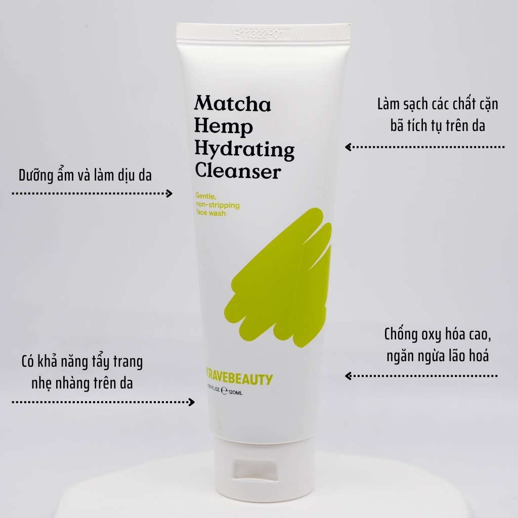Sữa rửa mặt tạo bọt Krave Beauty Matcha Hemp Hydrating Cleanser - 120ml