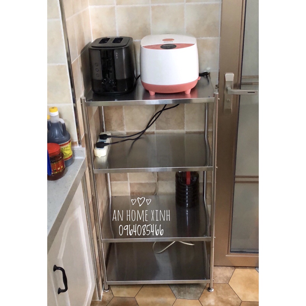 Kệ inox 4 tầng cao cấp đa năng 50x100 x 35cm - Kệ bếp inox 304 để lò vi sóng AN HOME XINH