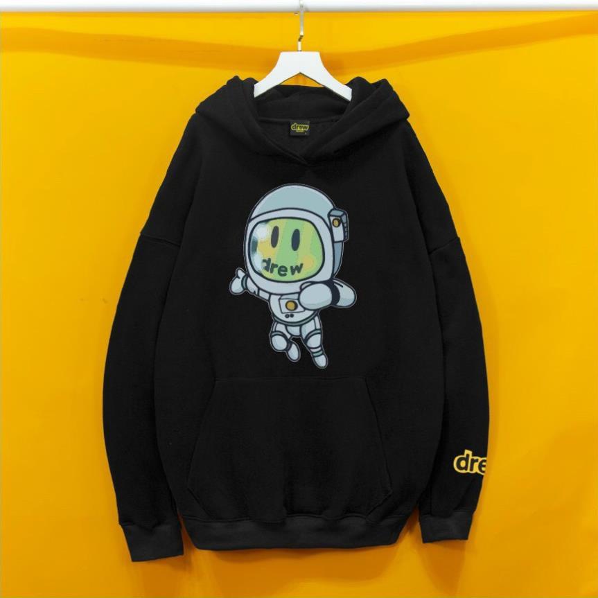 Áo Khoác Nỉ HOODIE Drew [Phi Hành Gia], Form RỘNG oversize, màu xám khói xanh, be, nỉ bông Cao Cấp Unisex - KKIMshop