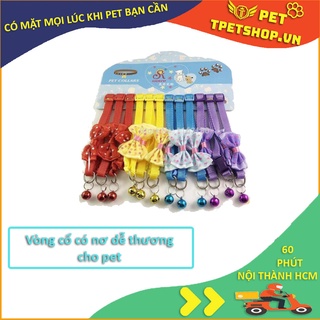 Vòng cổ nơ dễ thương cho thú cưng chó mèo bản to 1cm có đính chuông kêu lơ nhiều màu cute dễ thương