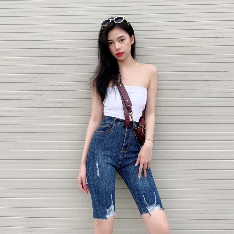 Quần jean ngố form ôm co giãn lưng cao hàng loại 1 ( hình thật kèm video ) | BigBuy360 - bigbuy360.vn