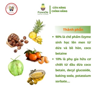 Nước Rửa Chén Hữu Cơ Fuwa3e Organic Enzyme Sinh Học 100ml An Toàn Cho Bé bảo Vệ Da Tay