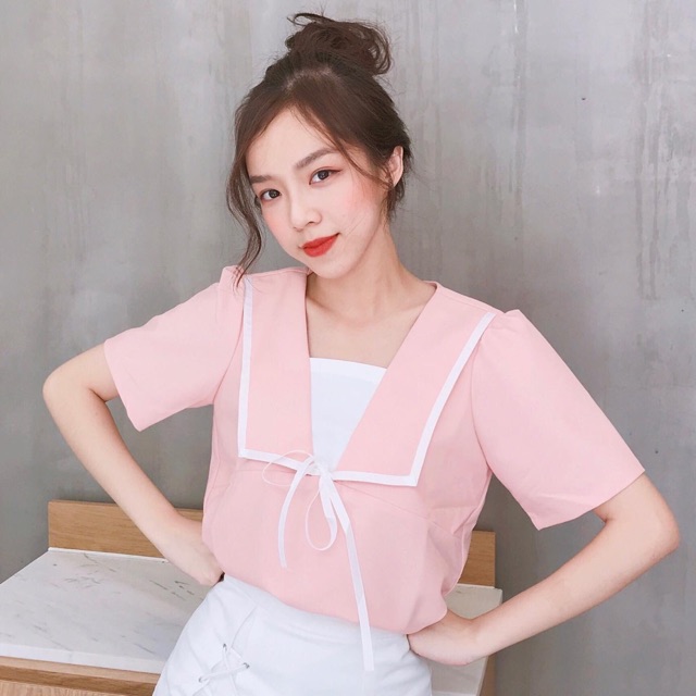 Áo basic phối viền